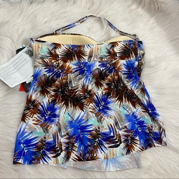 Fit 4 U Tropical Print Tankini Bathing Suit Top - Picture 3 of 5